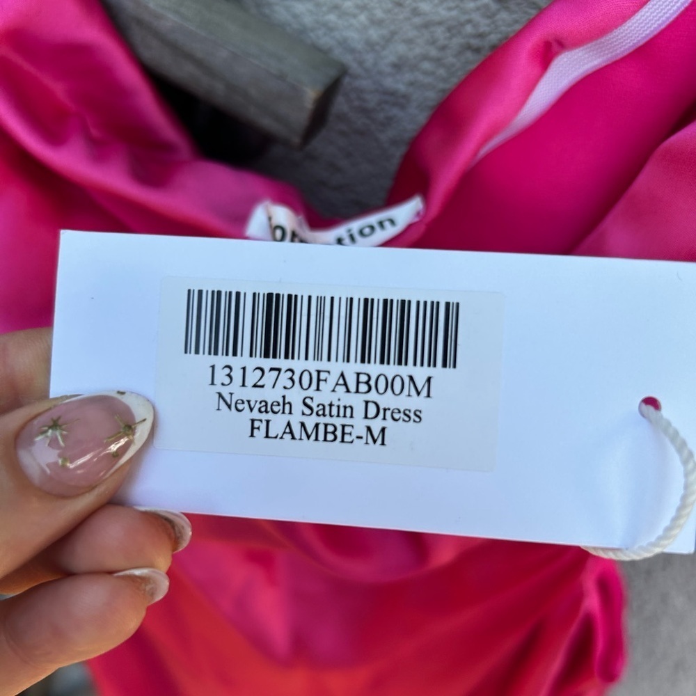 NWT Reformation Navaeh Satin Side Cutout Strapless Midi Bias Dress in Flambe - Picture 12 of 15